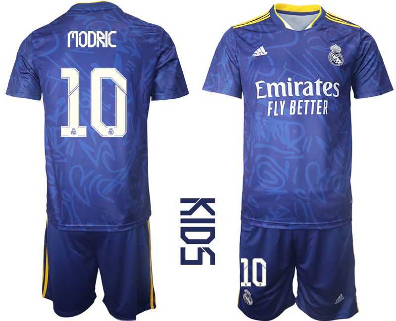 Youth 2021-2022 Club Real Madrid away blue #10 Soccer Jersey->youth soccer jersey->Youth Jersey